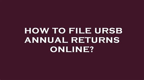 ursb online returns